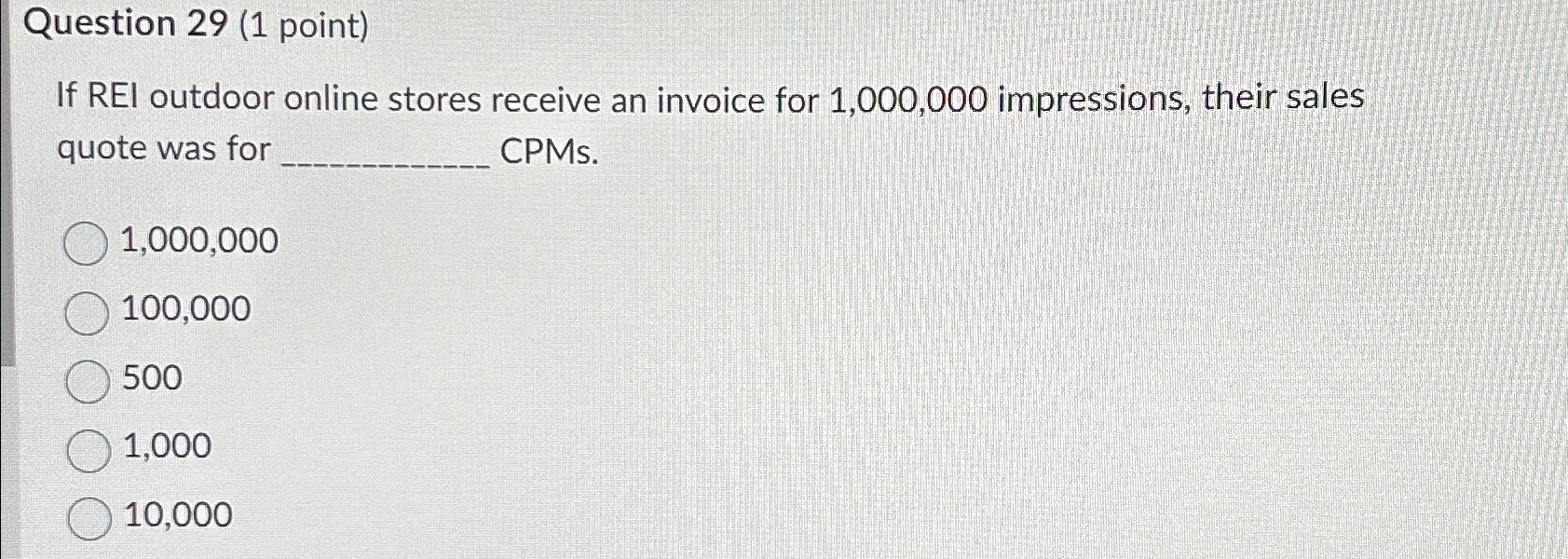  Question 29(1 point) If REI outdoor online stores receive an invoice