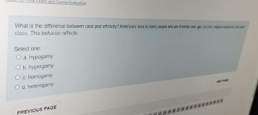  citess. This behavior refects: Select one: 3. hypogamy b. mpergemy c.