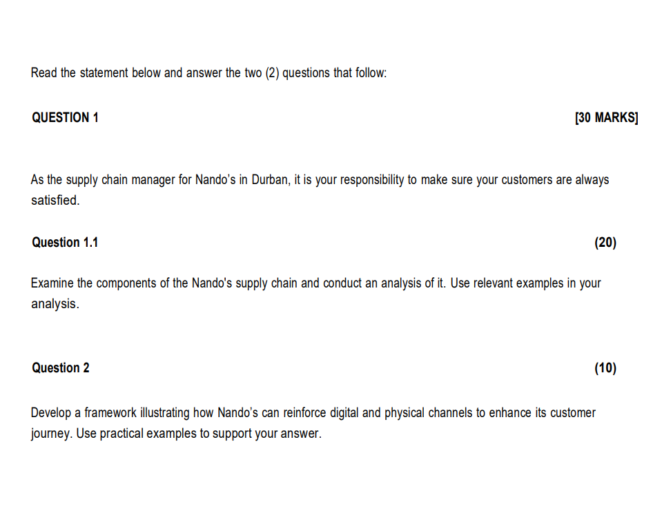  Read the statement below and answer the two (2) questions that