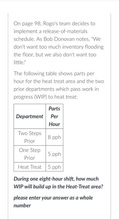 Please help and show work On page 98 , Rogo's team decides