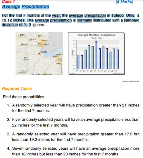  Case 1 (8 Marks) Average Precipitation For the first 7 months