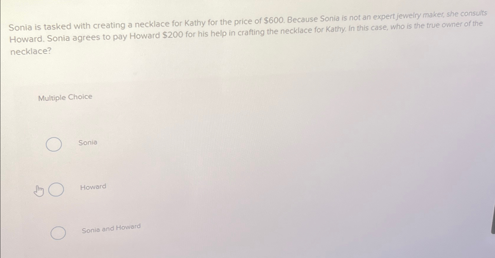  Sonia is tasked with creating a necklace for Kathy for the