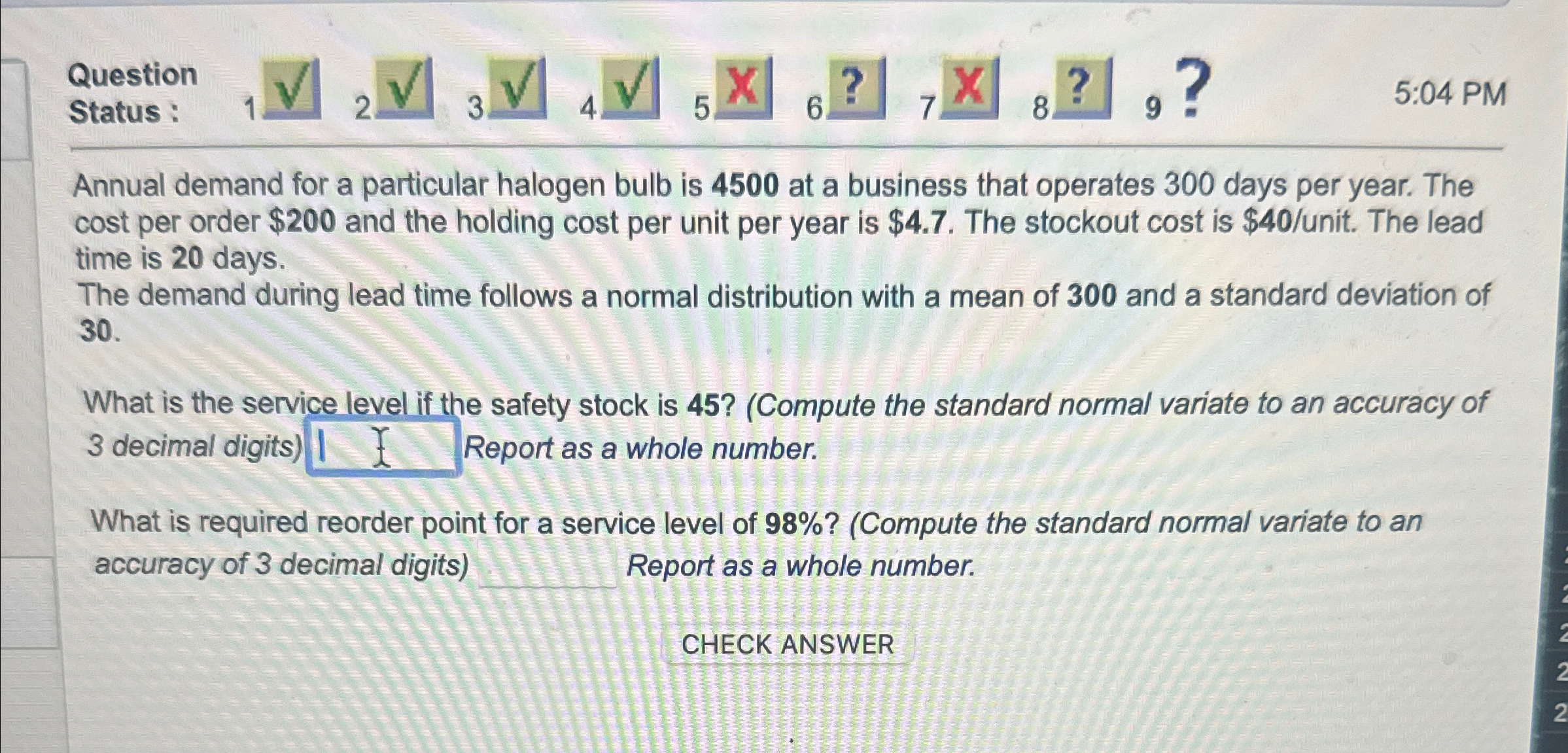  Question Status: 34 7 x ? ? ?? 5:04 PM Annual