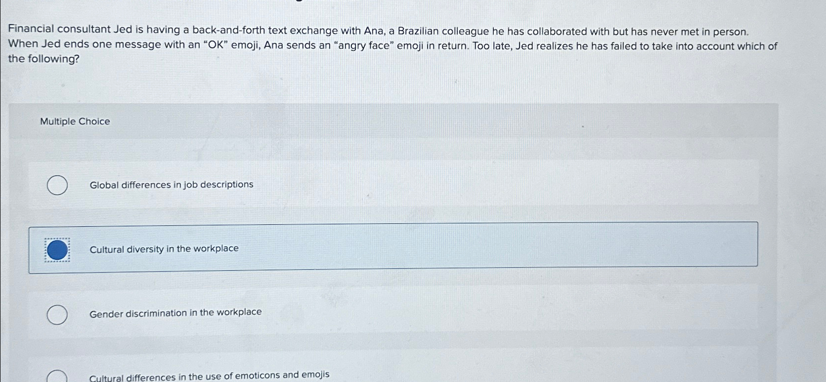  Financial consultant Jed is having a back-and-forth text exchange with Ana,
