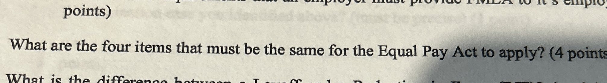  What are the four items that must be the same for