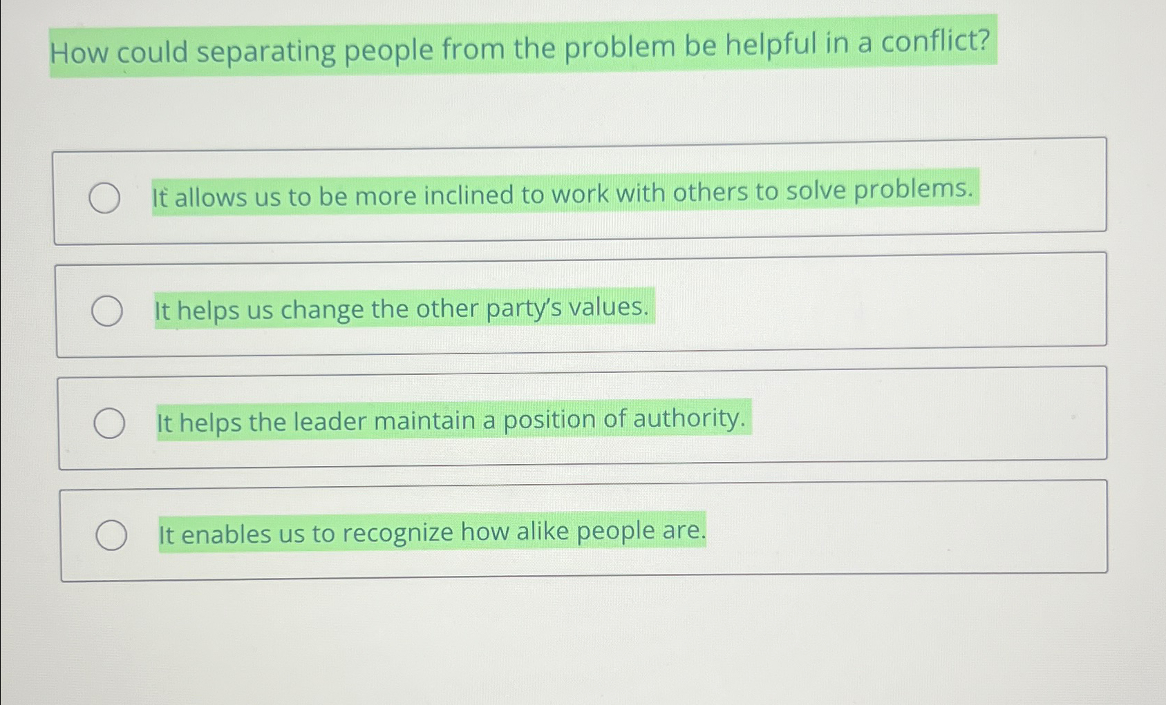  How could separating people from the problem be helpful in a