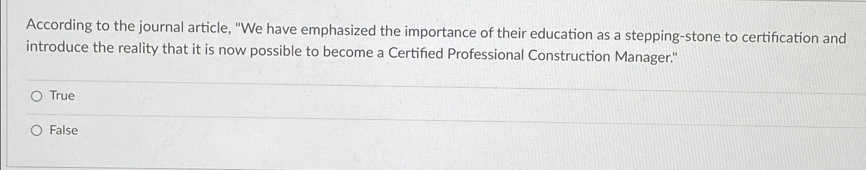  According to the journal article, "We have emphasized the importance of