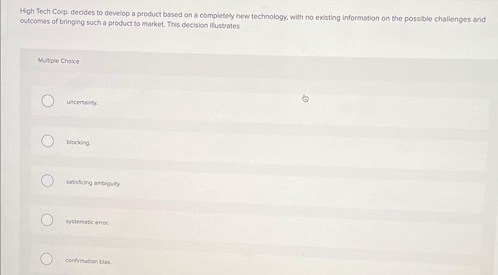  High Tech Corp. decides to develop a product based on a