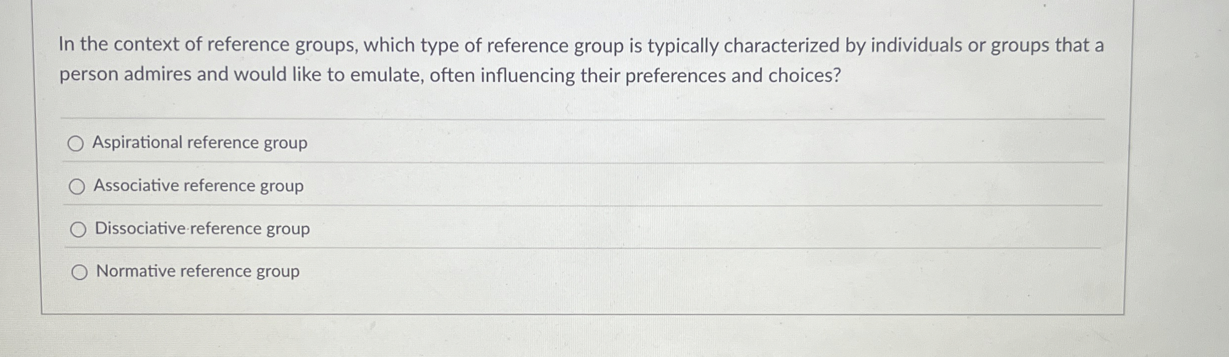  In the context of reference groups, which type of reference group