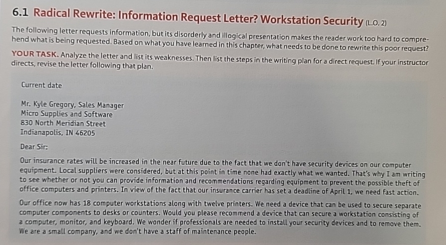 6.1 Radical Rewrite: Information Request Letter? Workstation Security (L.0.2) The following