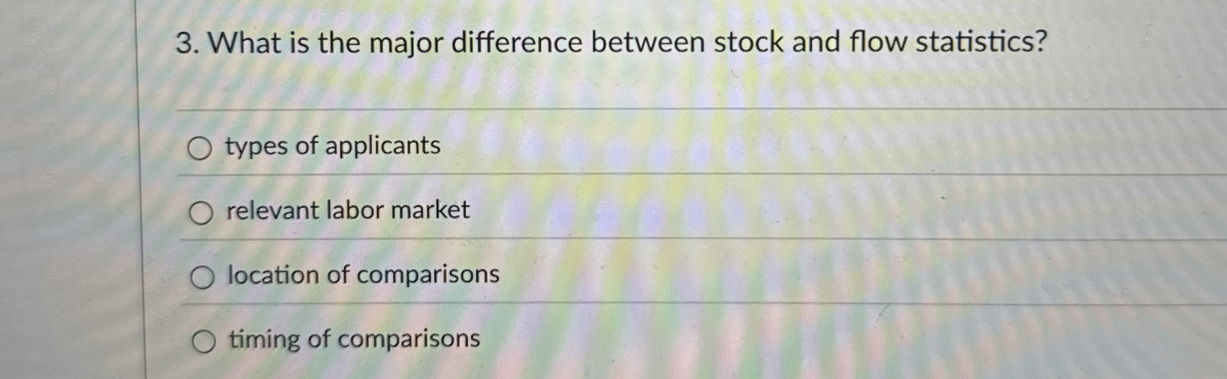  What is the major difference between stock and flow statistics? types