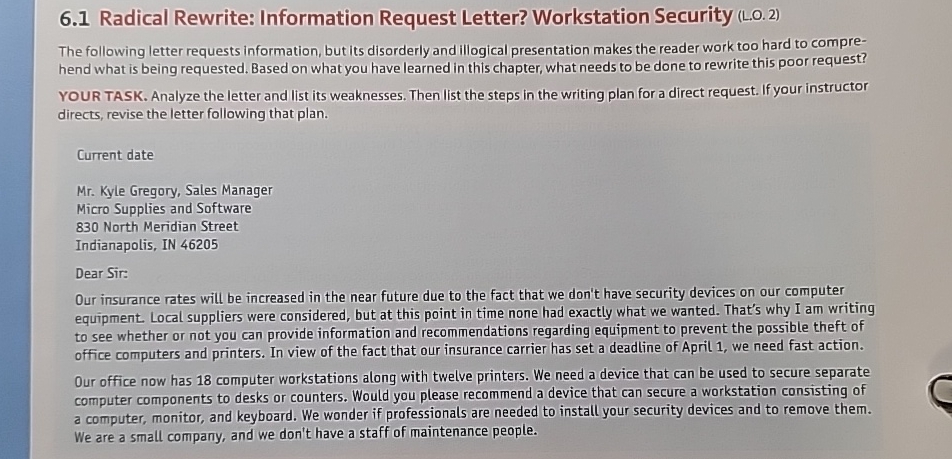  6.1 Radical Rewrite: Information Request Letter? Workstation Security (L.0.2) The following