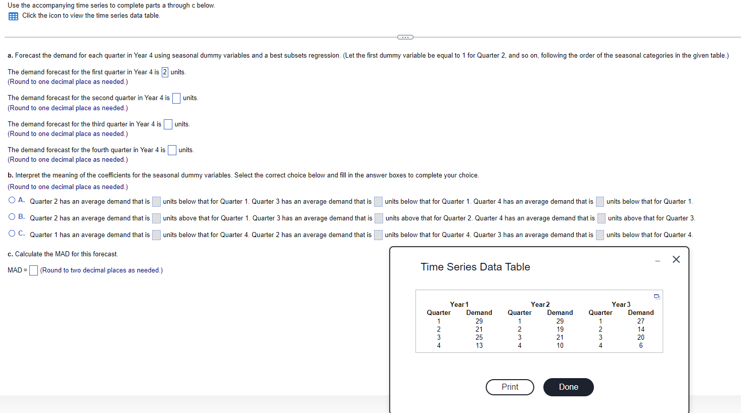  Click the icon to view the time series data table. The