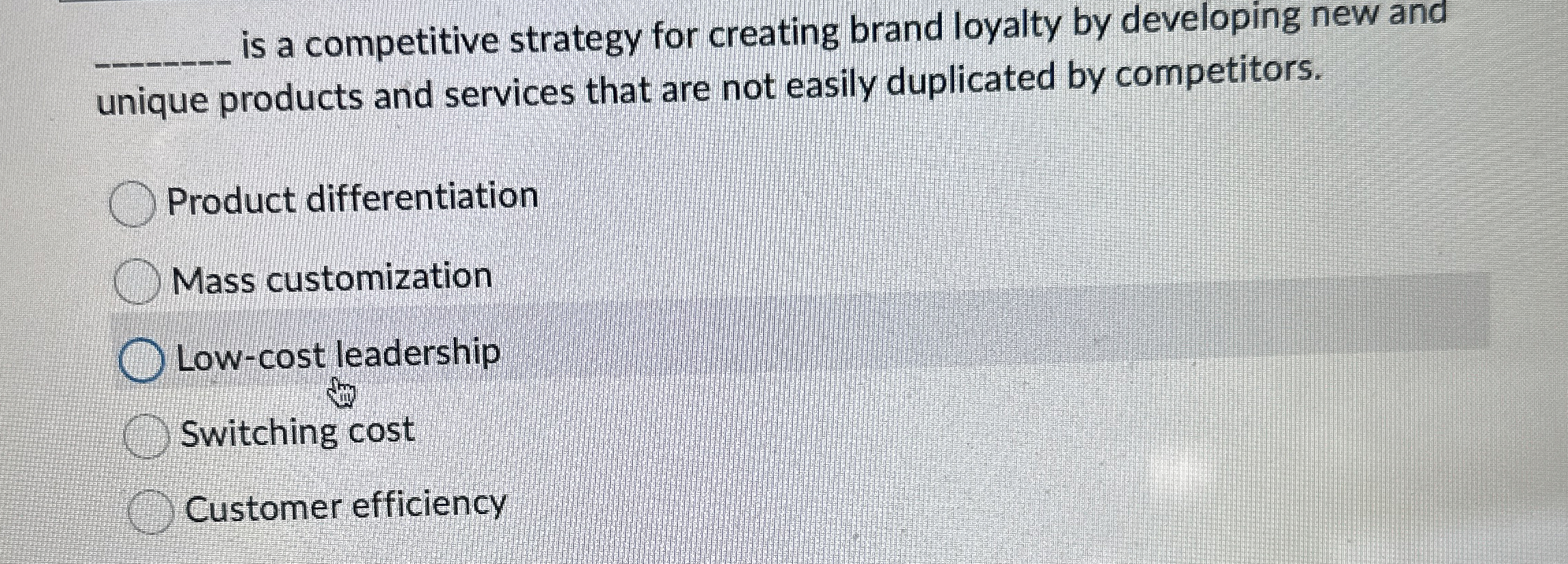  is a competitive strategy for creating brand loyalty by developing new