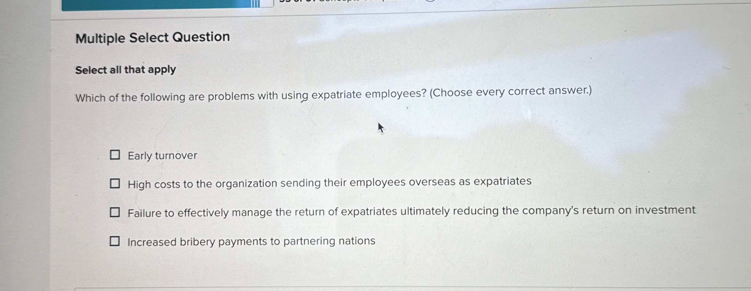  Multiple Select Question Select all that apply Which of the following