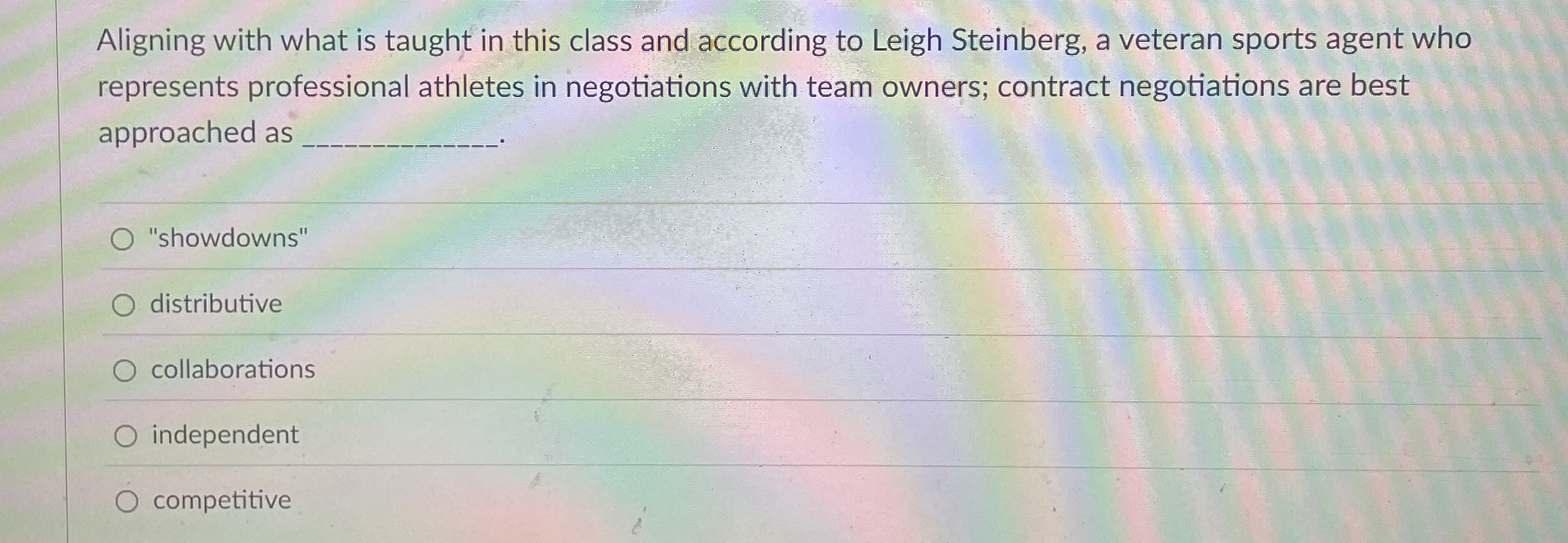  Aligning with what is taught in this class and according to