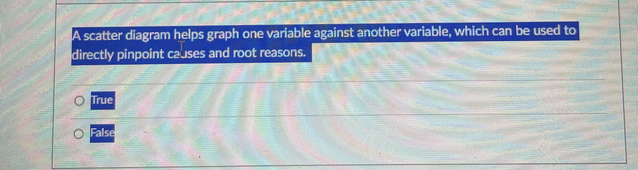  A scatter diagram helps graph one variable against another variable, which