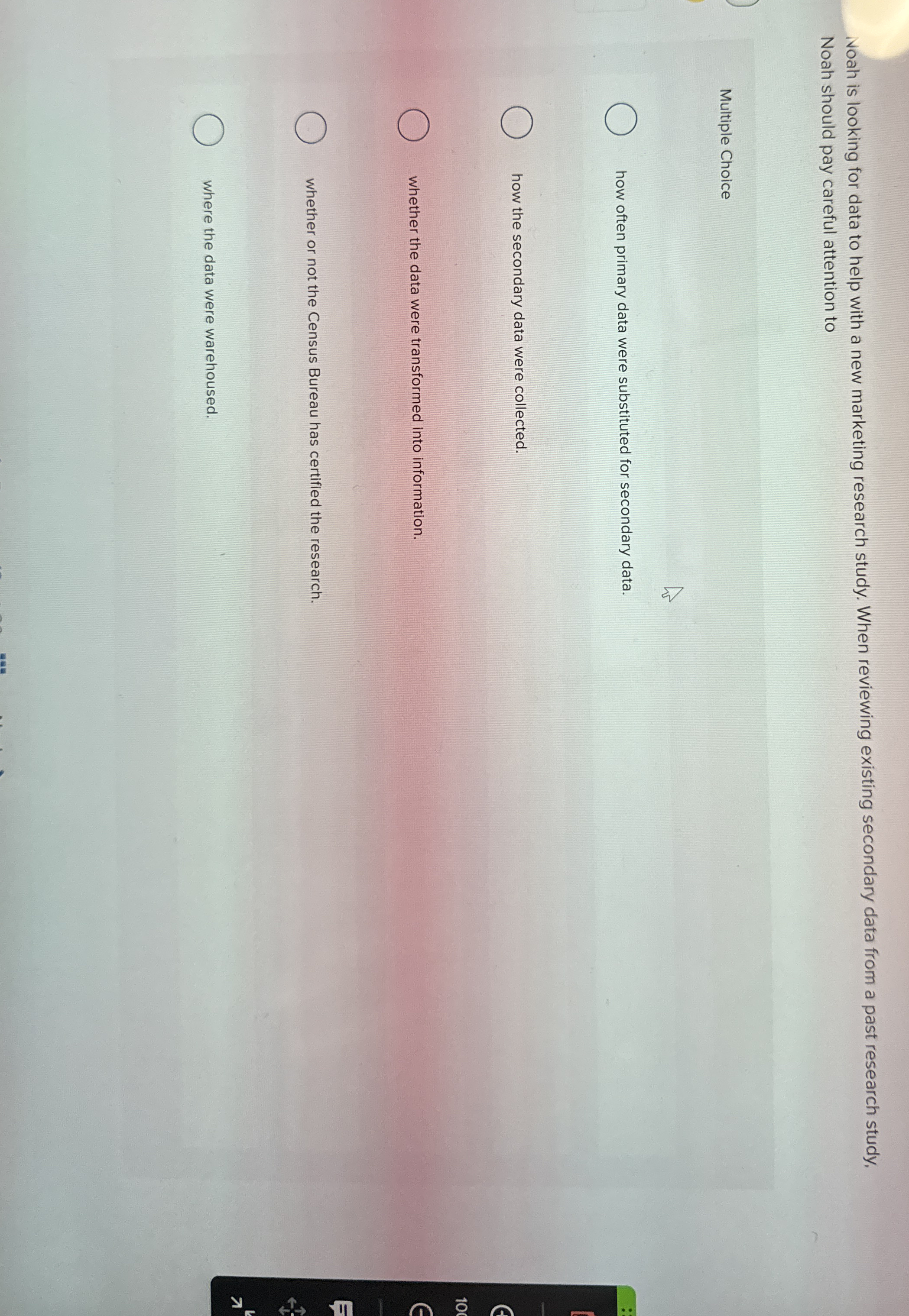  Noah is looking for data to help with a new marketing