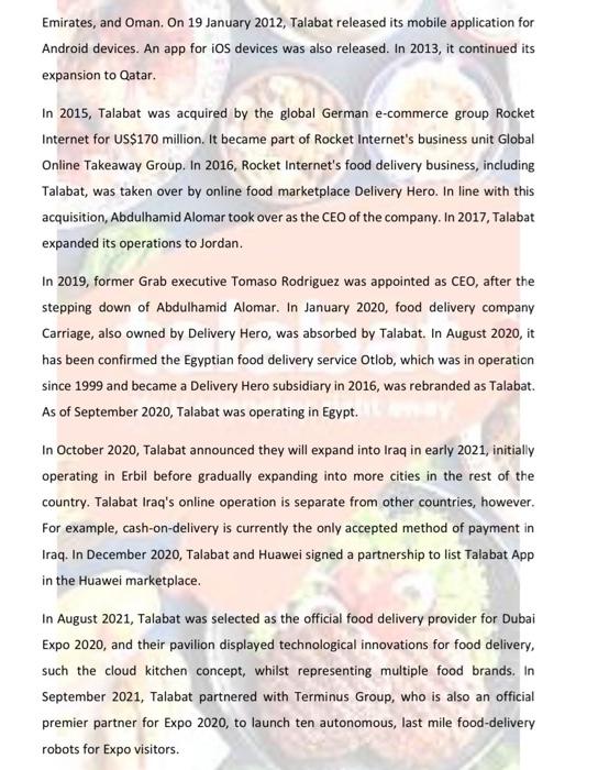 2023 Talabat Case Study-SWOT Analysis 1. Introduction Talabat is an online food