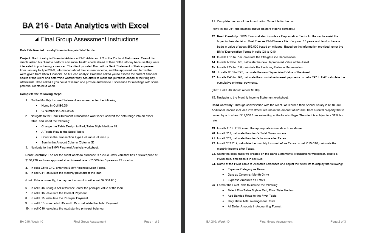I need help with this Assessment. Can you explain step by step