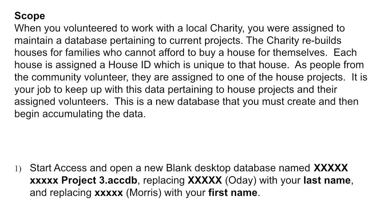 finished. Add the following records to the Houses table House Address Project