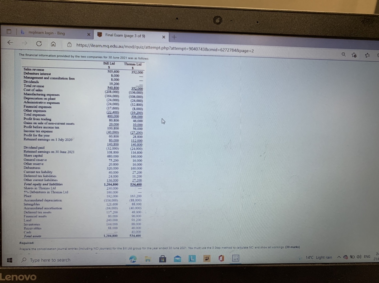 Corporate Accounting 2021 51 / Exam Period Assessments Session 1 2021 /