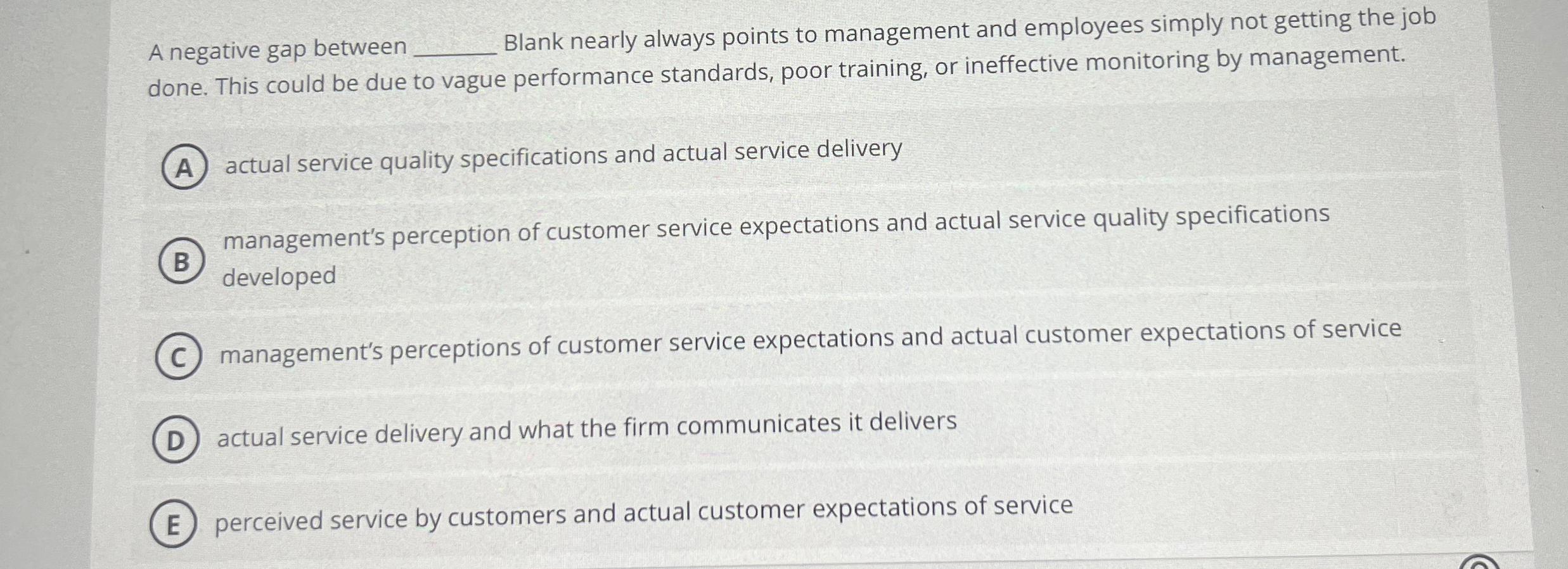  A negative gap between q, Blank nearly always points to management