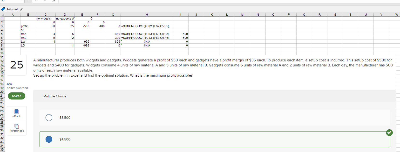 Please show set up in excel and solver. How is the answer