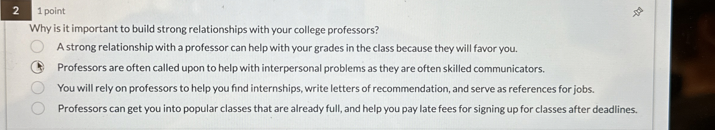  2 1 point Why is it important to build strong relationships