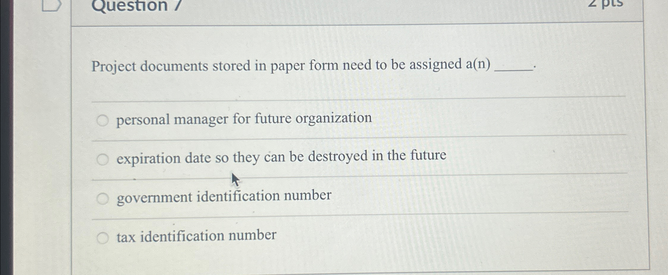  Project documents stored in paper form need to be assigned a(n)