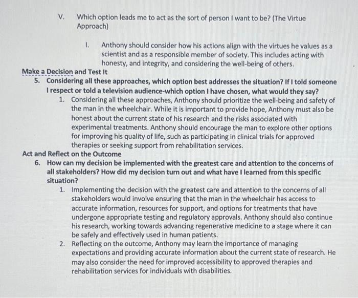 Case Subject Anthony conducts research on emerging technologies in regenerative medicine. While