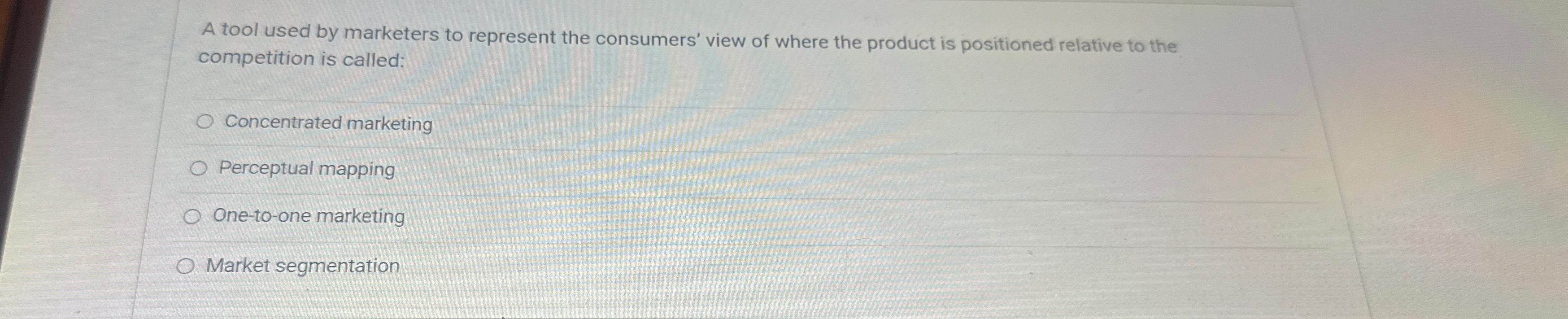  A tool used by marketers to represent the consumers' view of