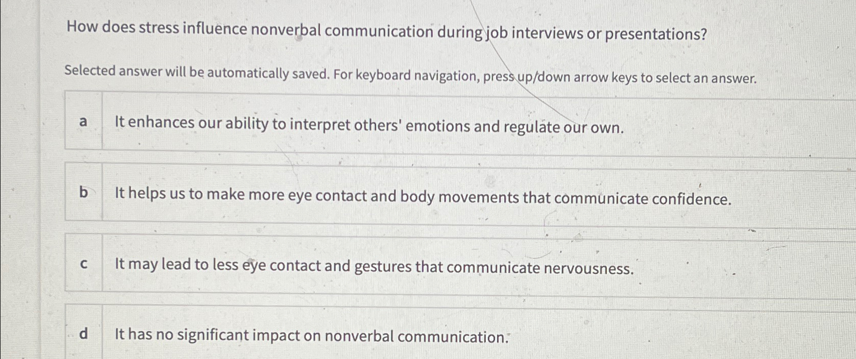  How does stress influence nonverbal communication during job interviews or presentations?