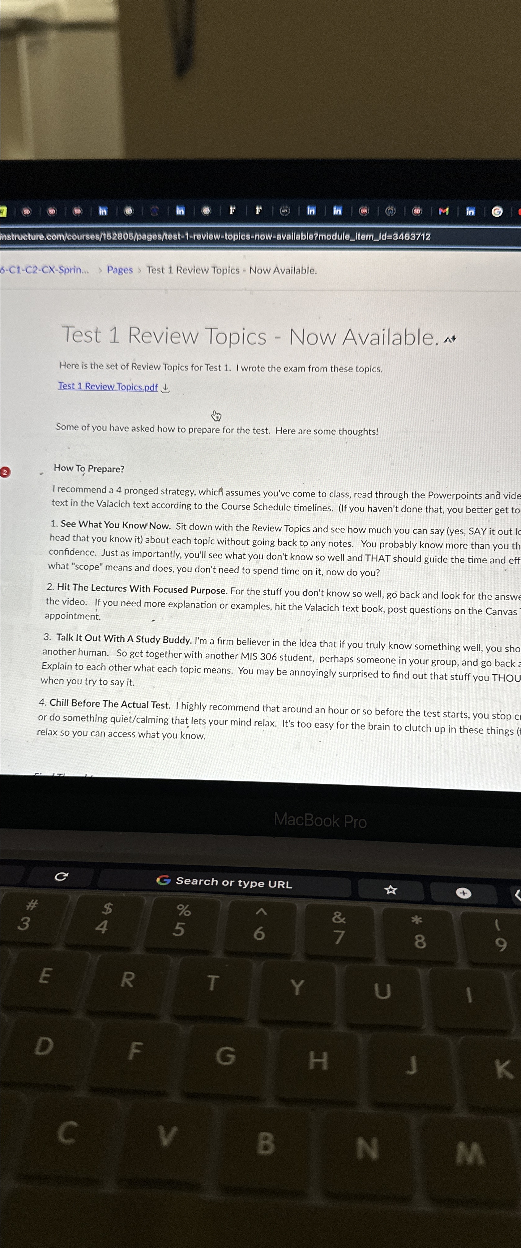  instructure.com/courses/152805/pages/test-1-review-topics-how-available?module_item_id=3463712 6-C1-C2-CX-Sprin... > Pages > Test 1 Review Topics - Now