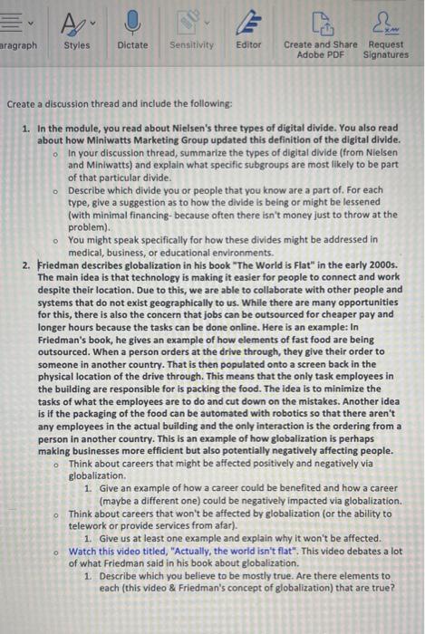 Electronic Tech ETEC 1101 Create a discussion thread and include the following: