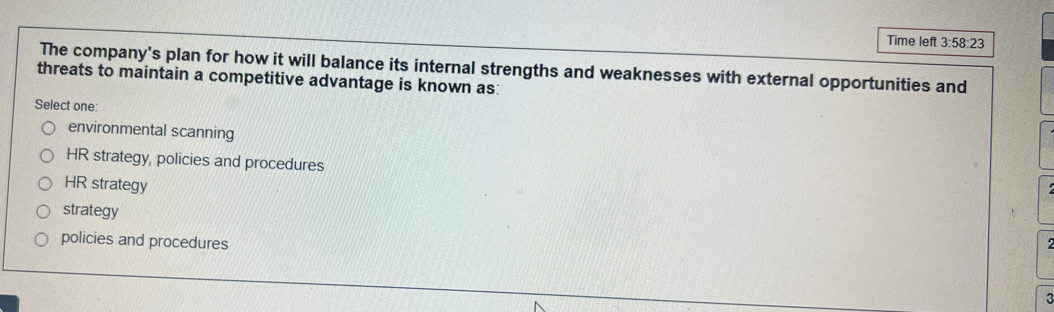  Time left 3:58:23 The company's plan for how it will balance