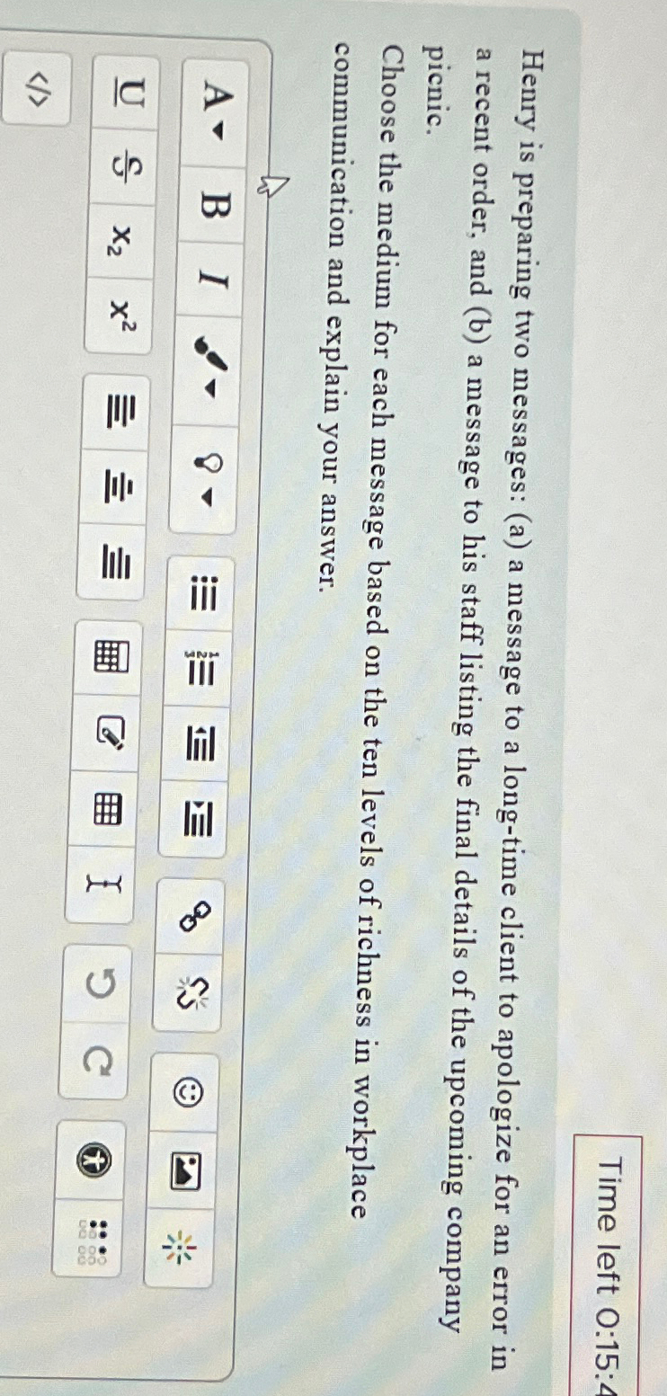  Time left 0:15: Henry is preparing two messages: (a) a message