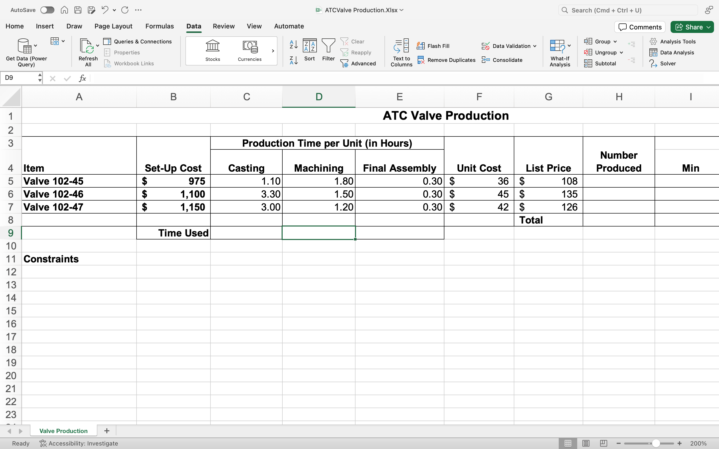  Level 1 Creating a Production Plan for ATC Inc ATC Inc.