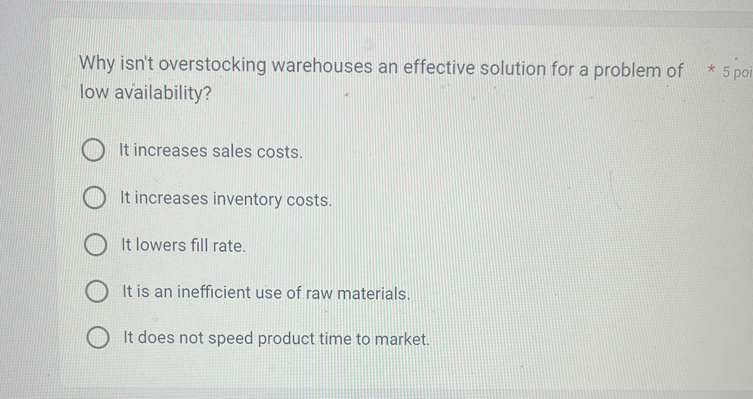  Why isn't overstocking warehouses an effective solution for a problem of