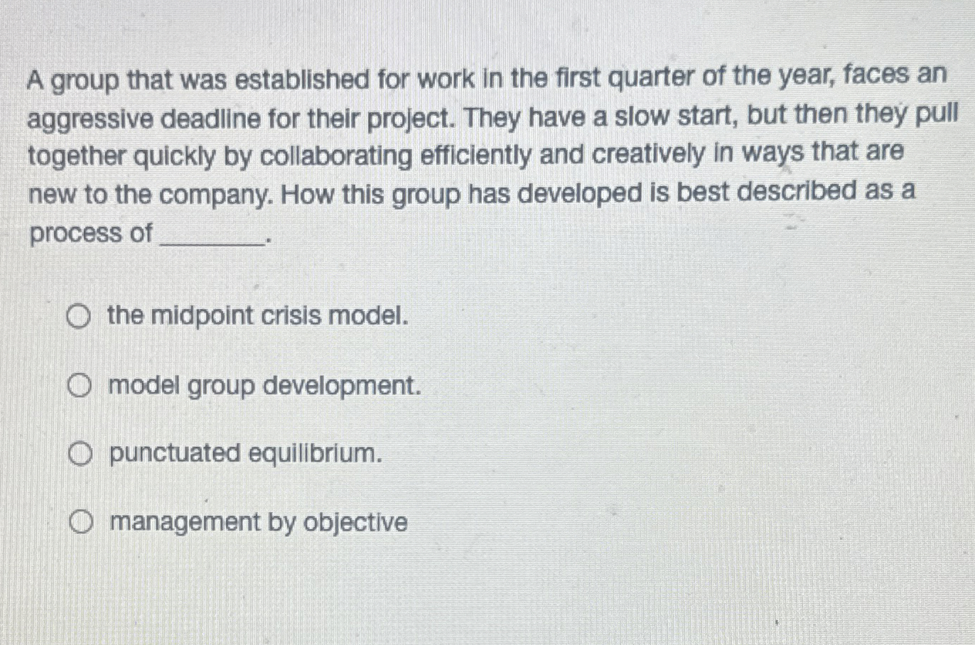  A group that was established for work in the first quarter