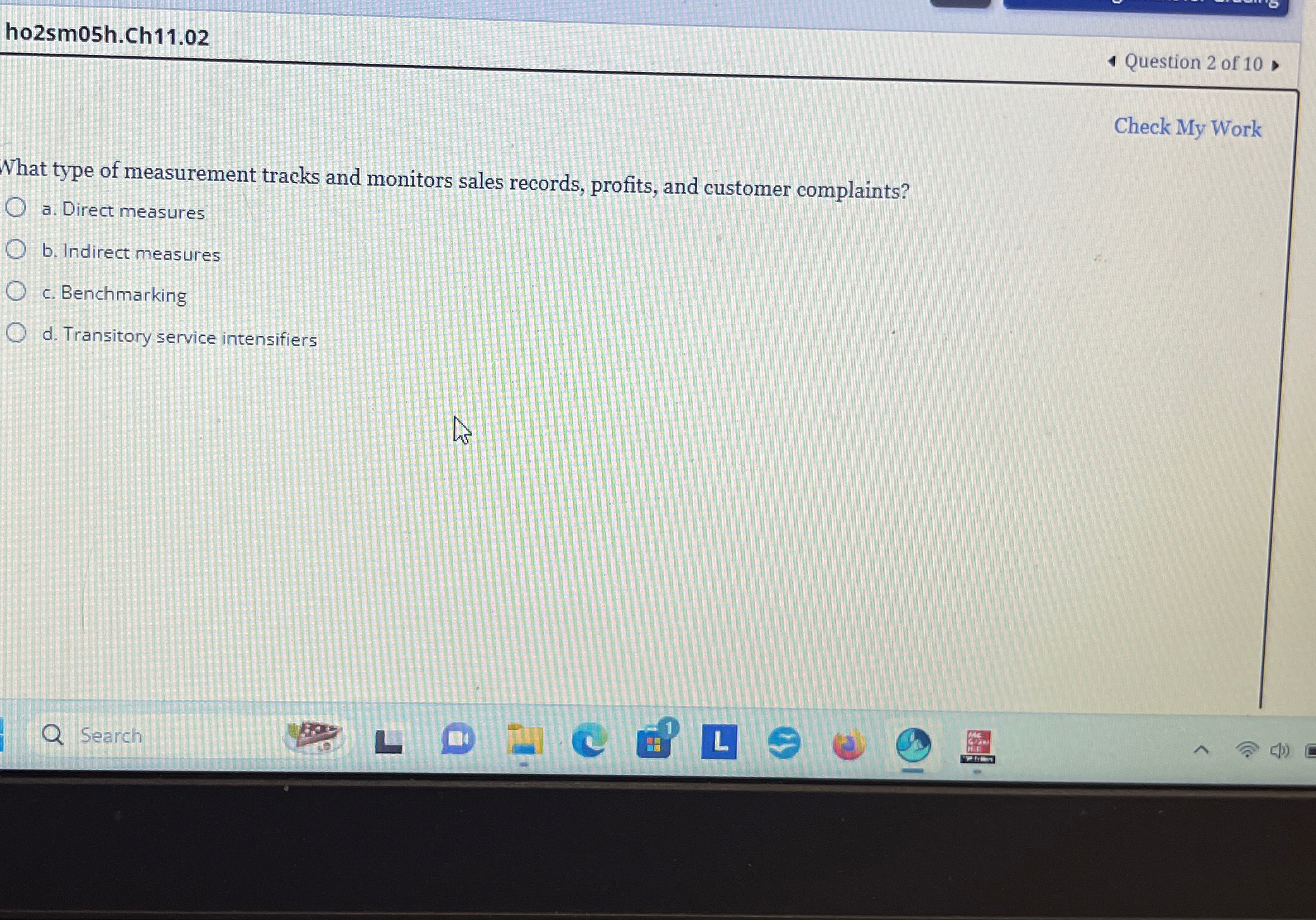  ho2sm05h.Ch11.02 Question 2 of 10, Check My Work What type of