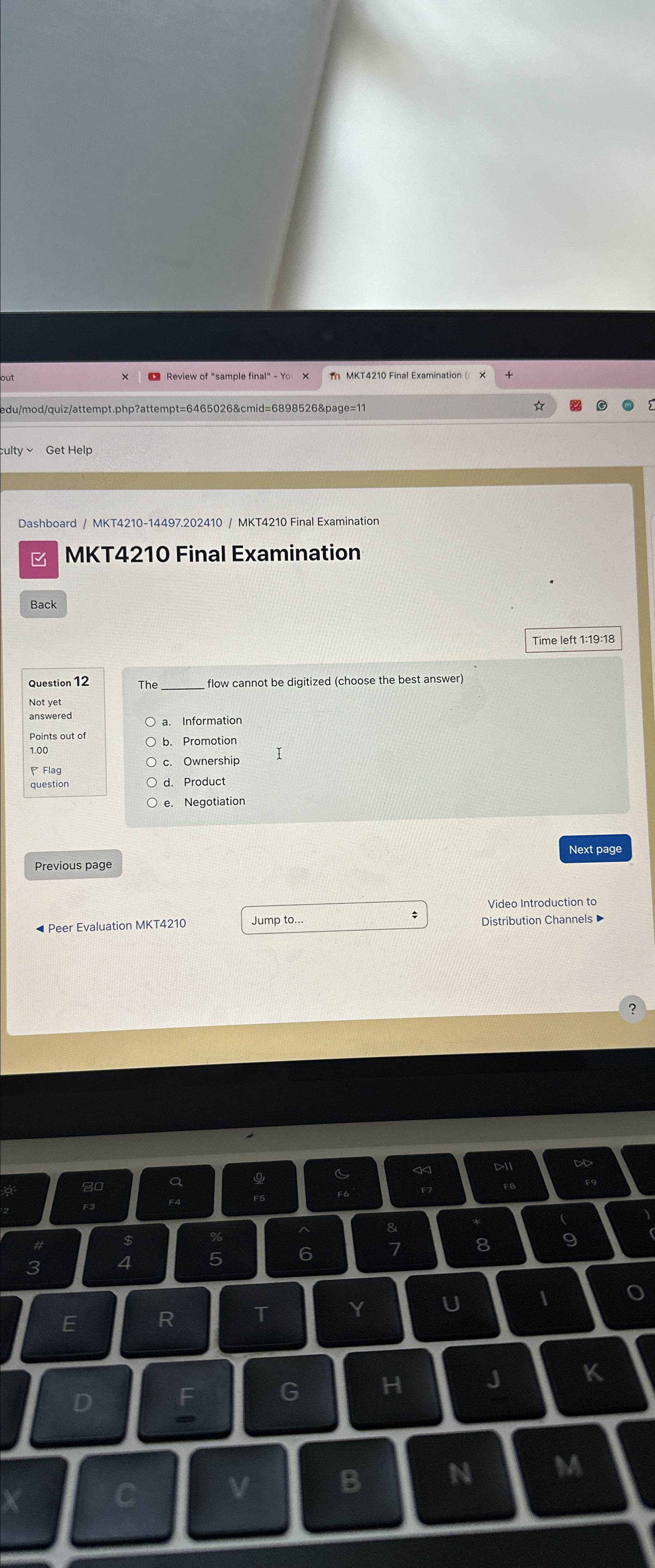  Dashboard / MKT4210-14497.202410/ MKT4210 Final Examination MKT4210 Final Examination Time left