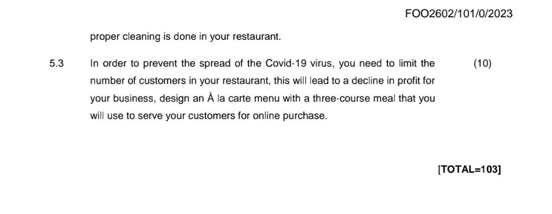 hygiene practices to minimise waste. 4.1 Classify the following vegetables: (a) Carrots,