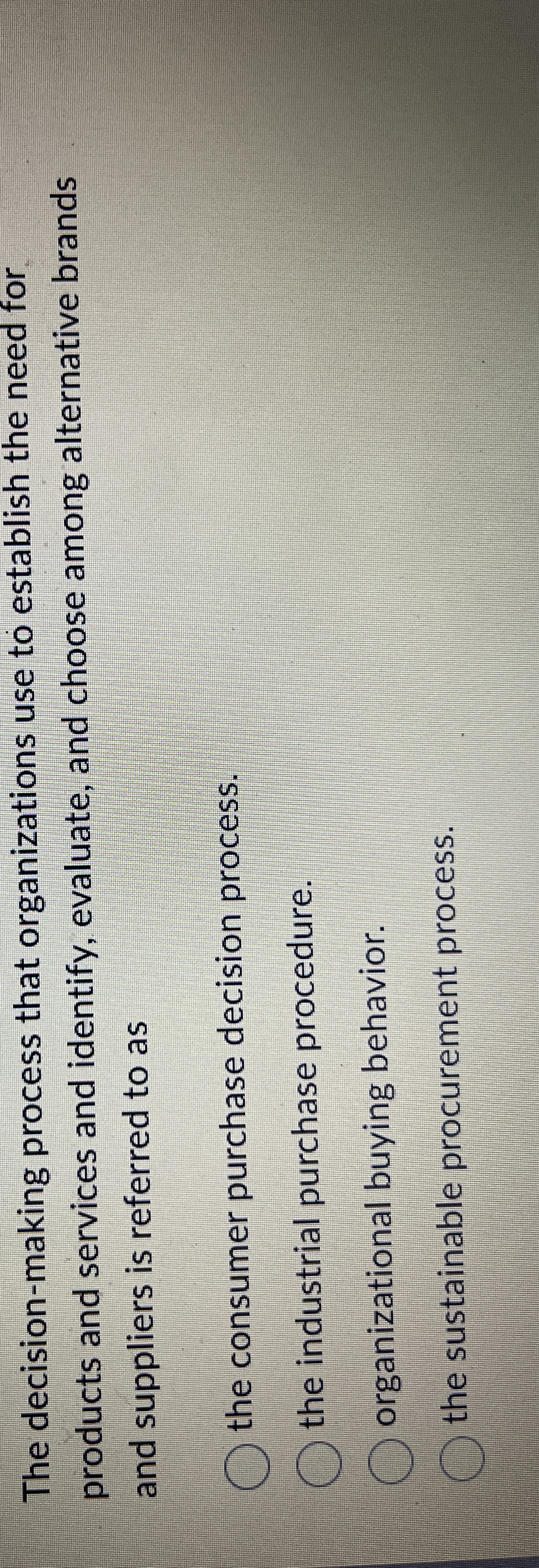  The decision-making process that organizations use to establish the need for
