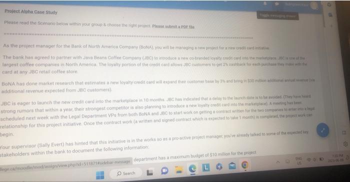  Prolect Alpha Case study Pleste tead the seenario below within your