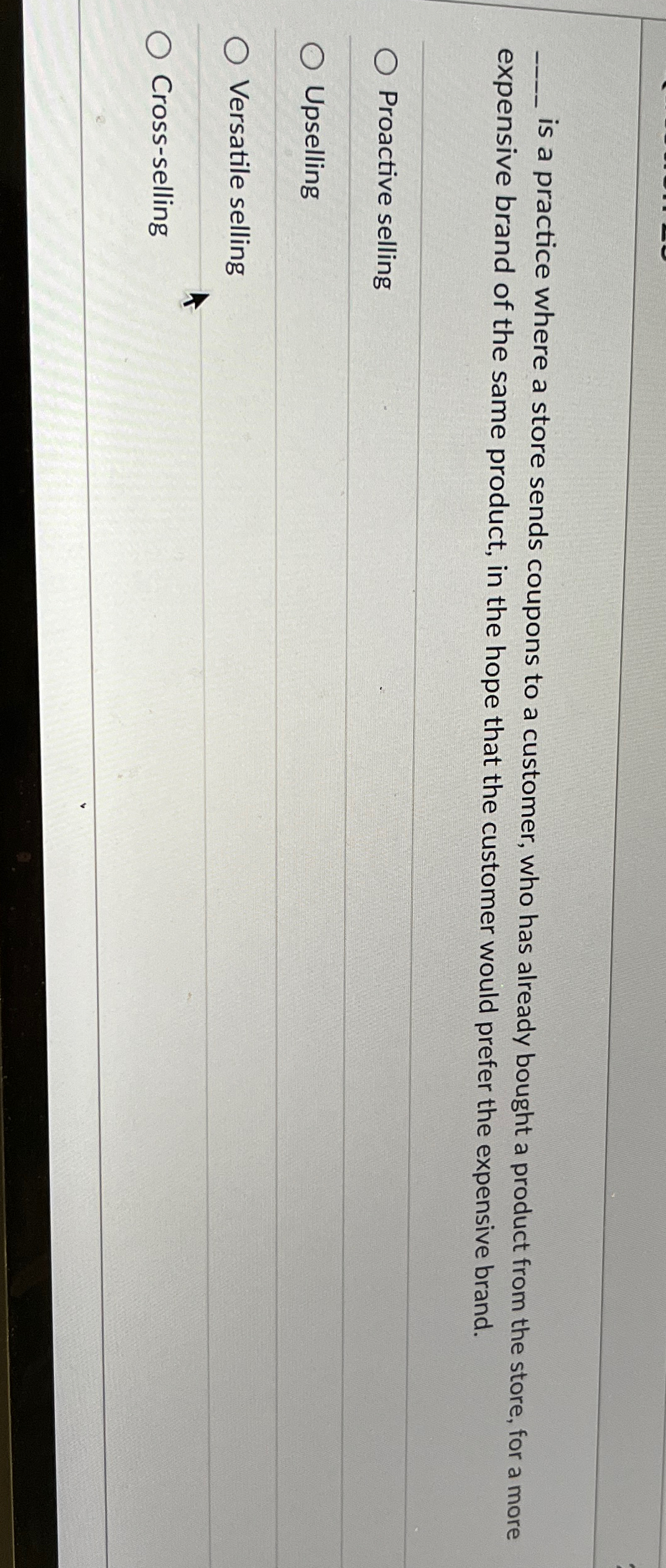  q, is a practice where a store sends coupons to a