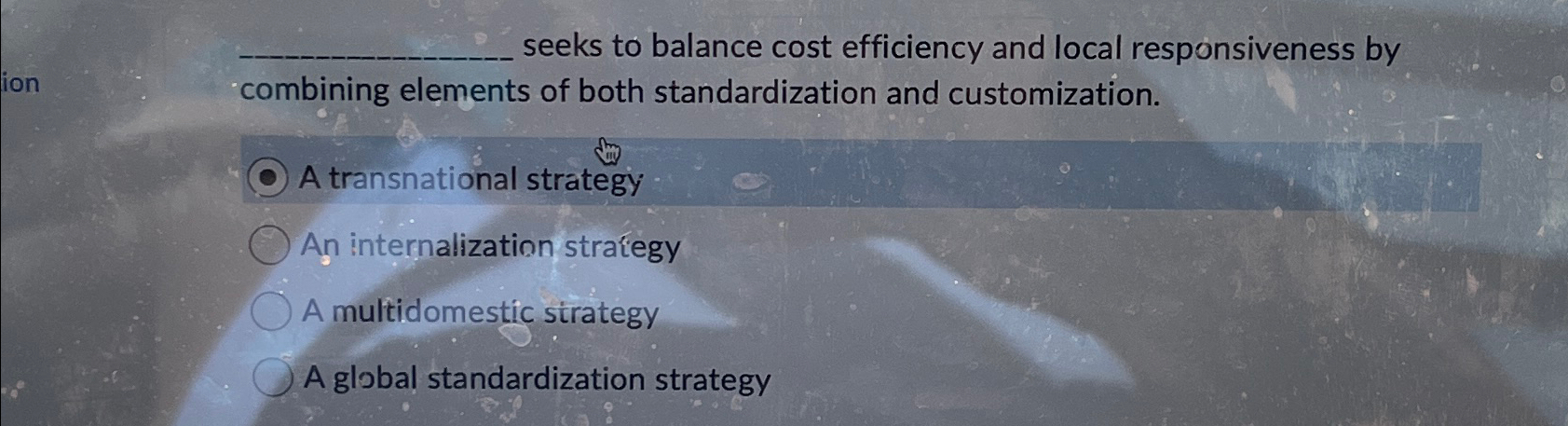  seeks to balance cost efficiency and local responsiveness by combining elements