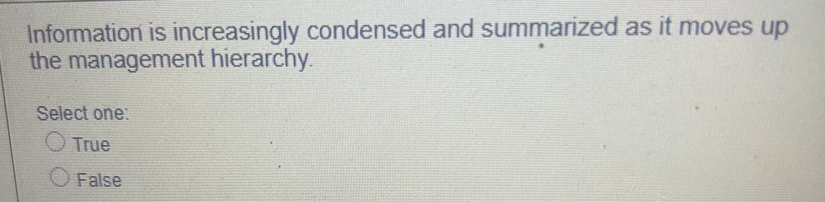  Information is increasingly condensed and summarized as it moves up the