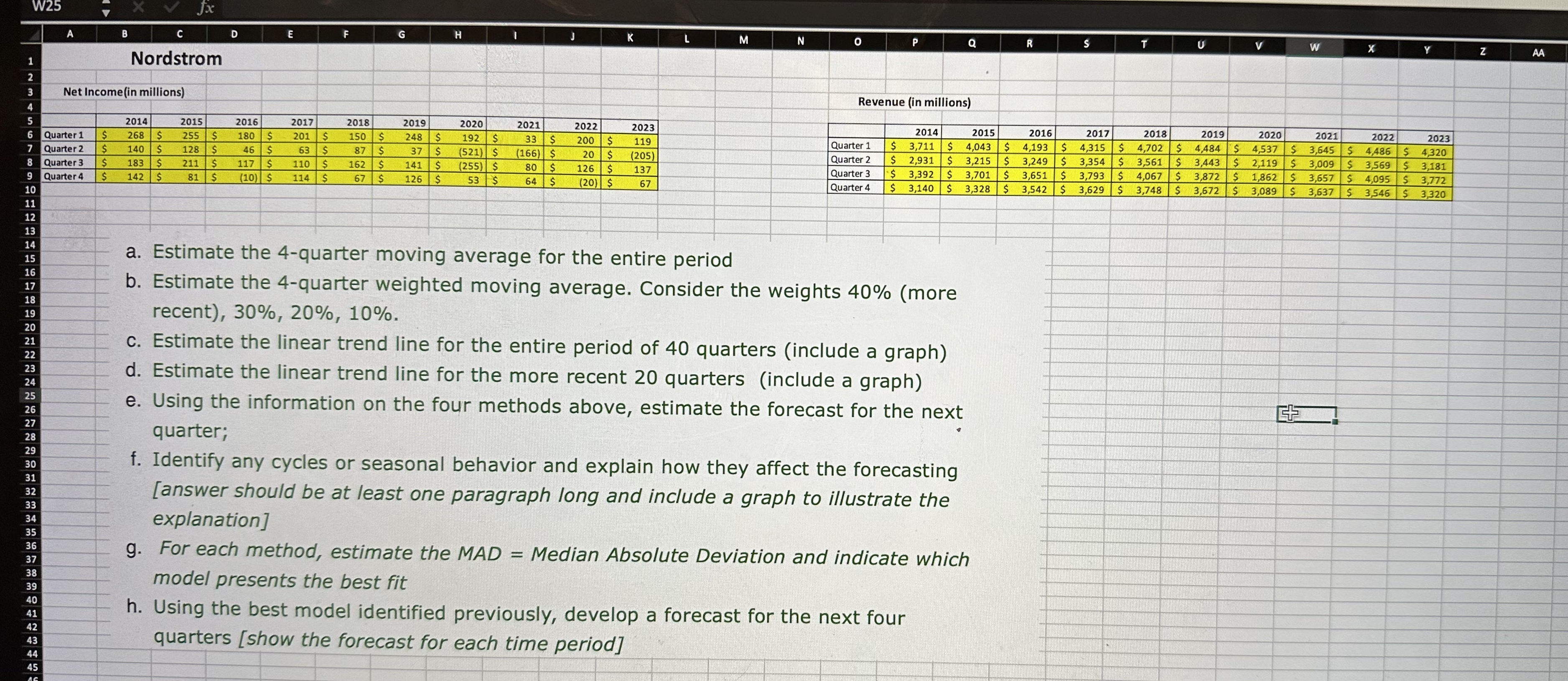  Please solve the bullets according to the data provided 