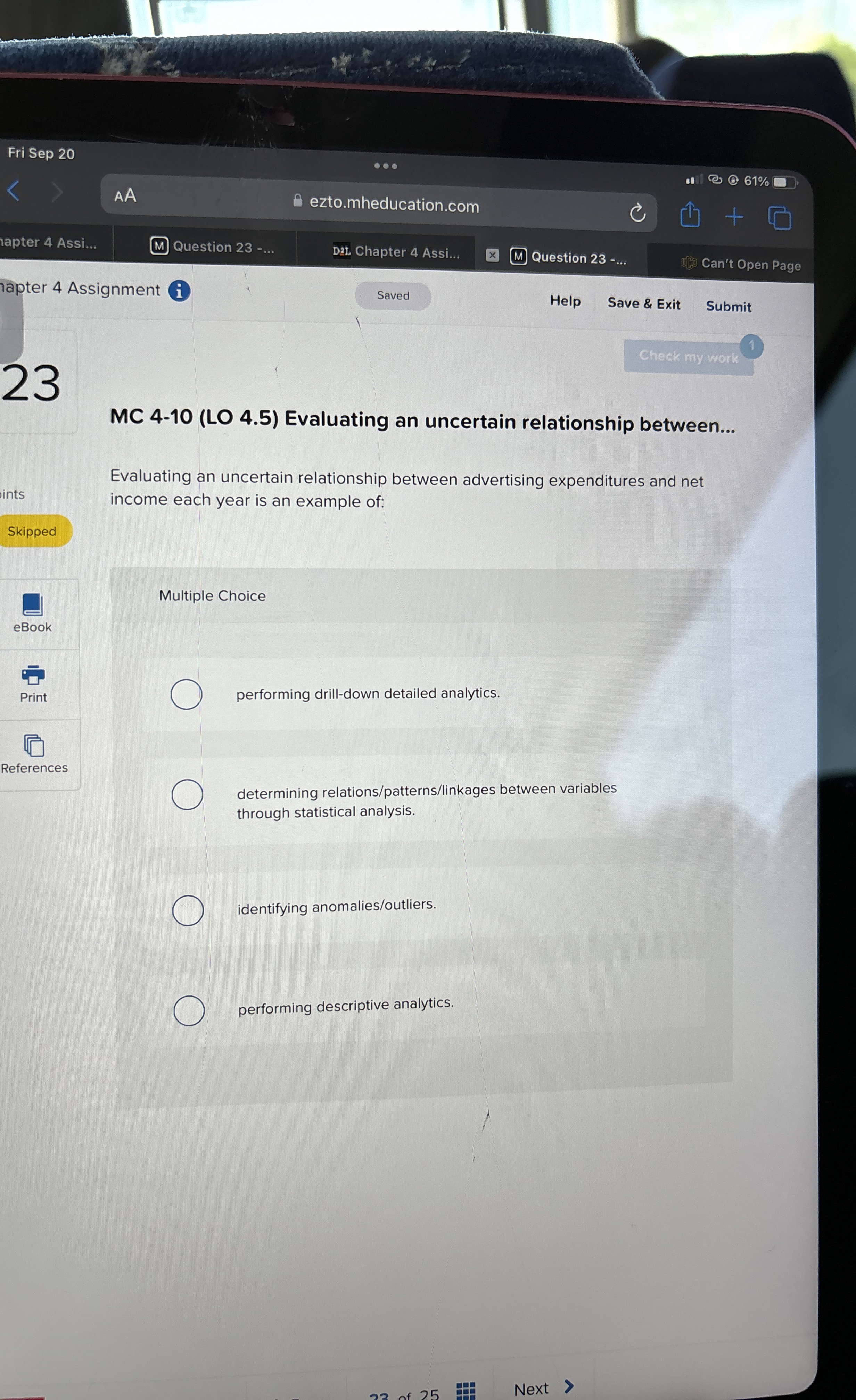  MC 4-10(LO 4.5) Evaluating an uncertain relationship between... Evaluating an uncertain
